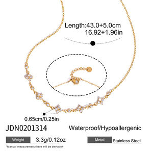 Elegant Flower Stainless Steel Waterproof Gold Color Zircon Women's Pendant Necklaces h5