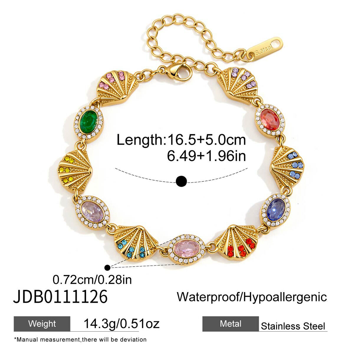 Luxurious Sweet Chain Shell Starfish Stainless Steel Waterproof   Gold Color  Zircon Women's Chain Bracelets h5 