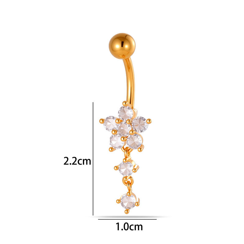 Simple Flower Droplet Bow Knot Star Butterfly Copper   Gold Color  Zircon Navel Piercings Picture2