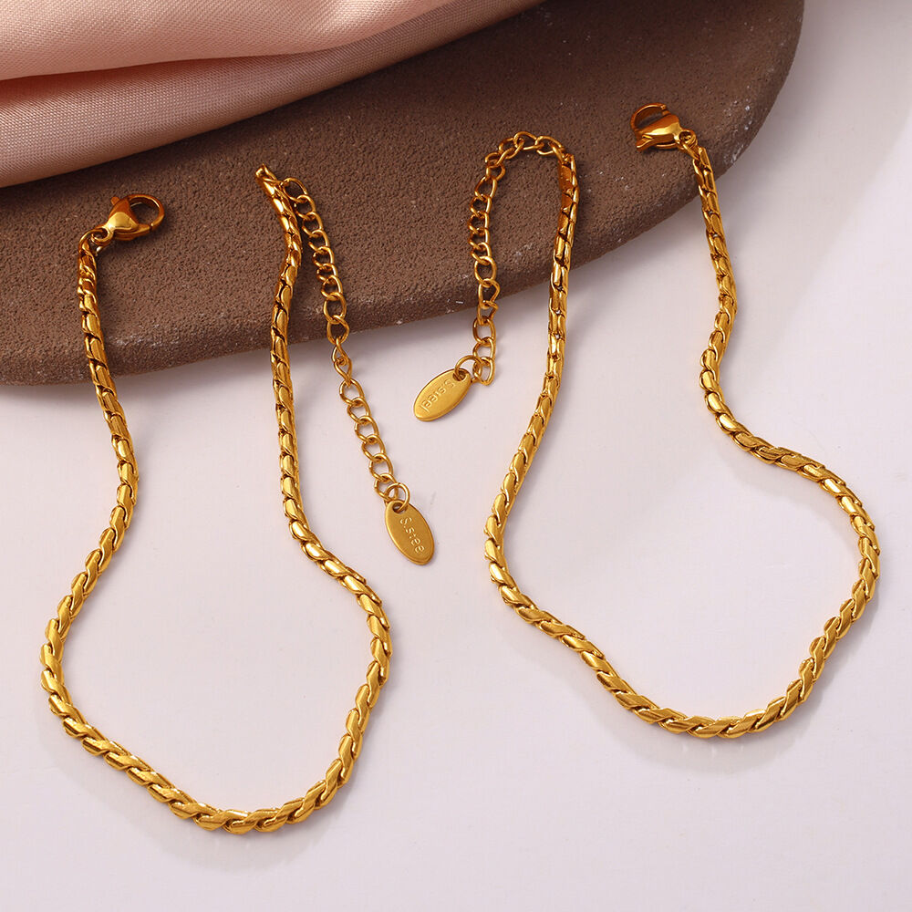 Simple Chain Stainless Steel Waterproof Gold Color Anklets h5Picture4