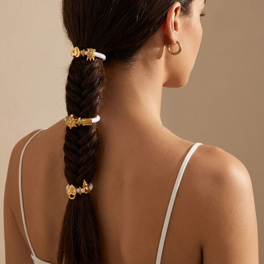 Simple  Daily Flower Irregular Shape Heart Crown Stainless Steel  Gold Color  Women's Scrunchies