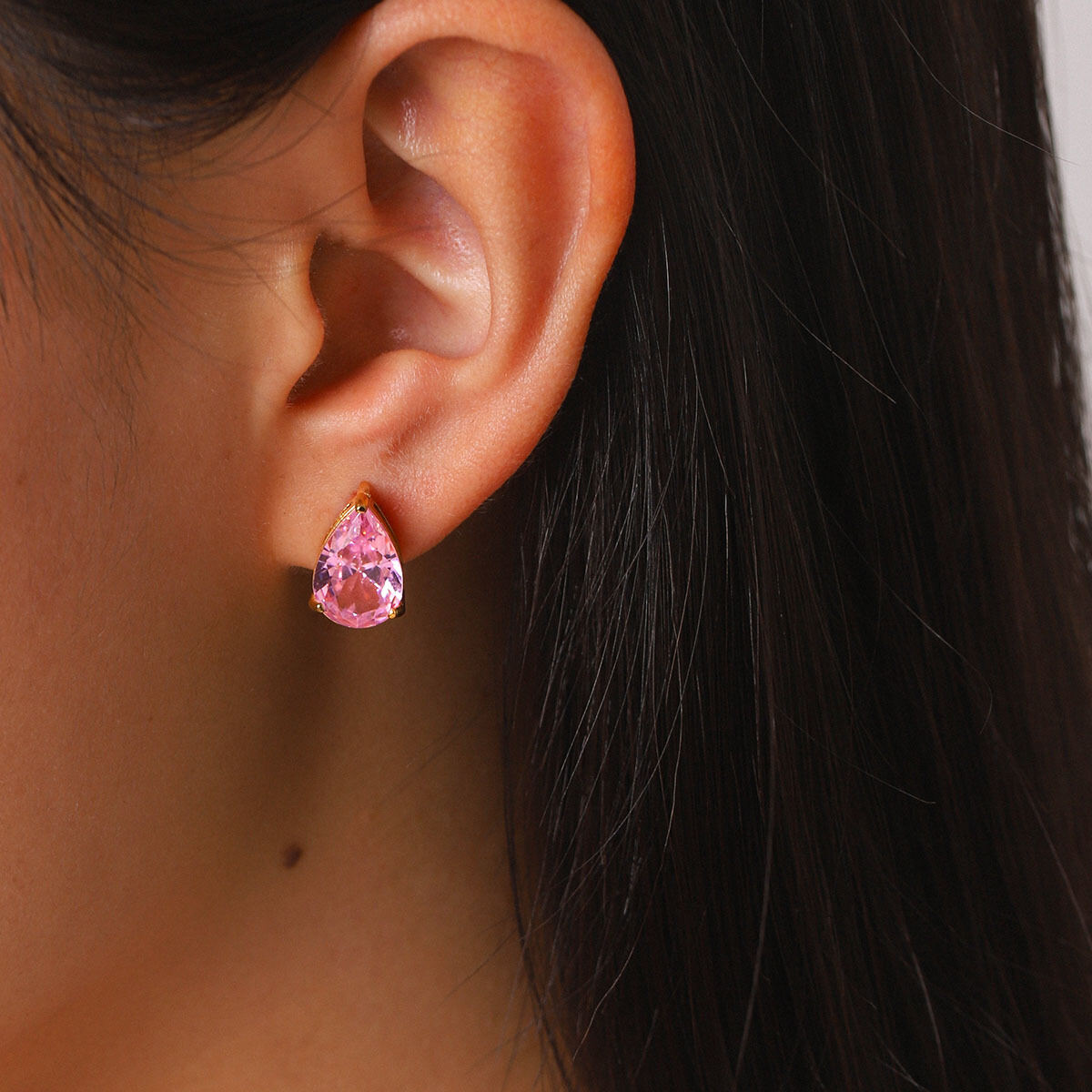 Luxuriöse Ohrstecker für Damen in Tropfen-, Herz- und Ellipsenform aus Edelstahl, wasserdicht, goldfarben, mit Zirkonia Bild5
