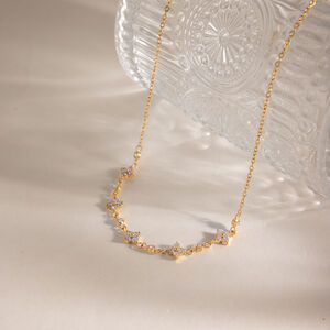 Elegant Flower Stainless Steel Waterproof Gold Color Zircon Women's Pendant Necklaces h5 Picture5
