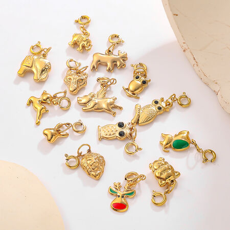 Luxury DIY Cut Animal Stainless Steel Waterproof Gold Color Rhinestone Women's Pendants