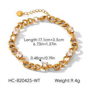 Luxuriöses Damenarmband aus Edelstahl, wasserdicht, goldfarben, mit Zirkonia h5 Bild2