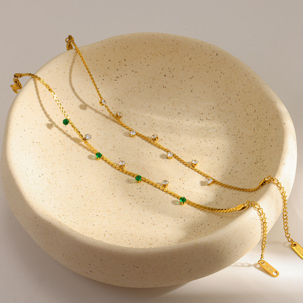 Pulseras de cadena para mujer, de acero inoxidable, impermeables, con forma geométrica informal y color dorado. h5Imagen2