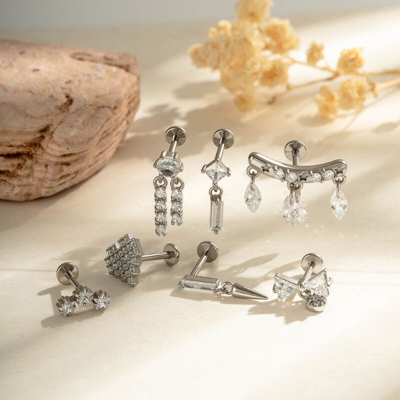 Einfache Ohrstecker für Damen mit Herz, Schleife, Stern, Edelstahl, wasserdicht, goldfarben, Zirkonia h5 Bild5