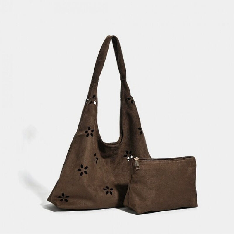 Boho Style None Flower Solid Color Hollowed-Out Velvet Women's Tote Bag