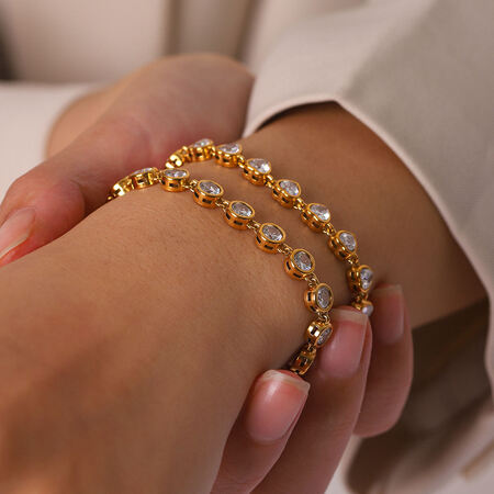 Pulseras de cadena de lujo Daily Heart de acero inoxidable, impermeables, color dorado y con circonitas para mujer.
