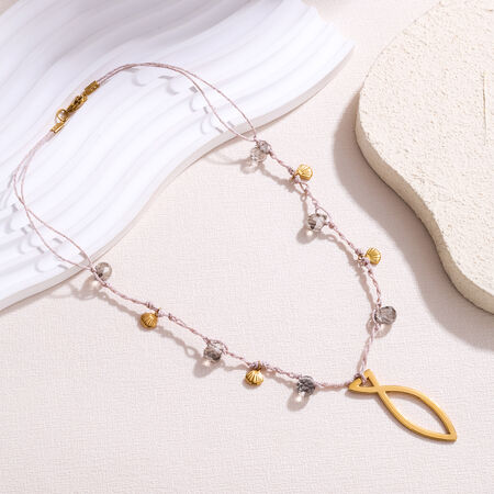 Colliers tressés pour femmes, style romantique et doux, avec motif de poisson, en acier inoxydable étanche couleur or 2