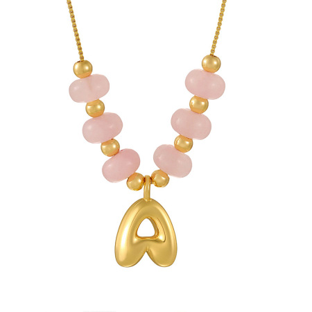 Eenvoudige serie Sweet Letter hanger met effen koper-goudkleurige natuursteen voor dames