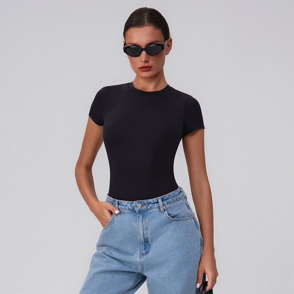 Simple Daily Wear Jumpsuit High Bounce Solid Color Sports Tops h5Picture4