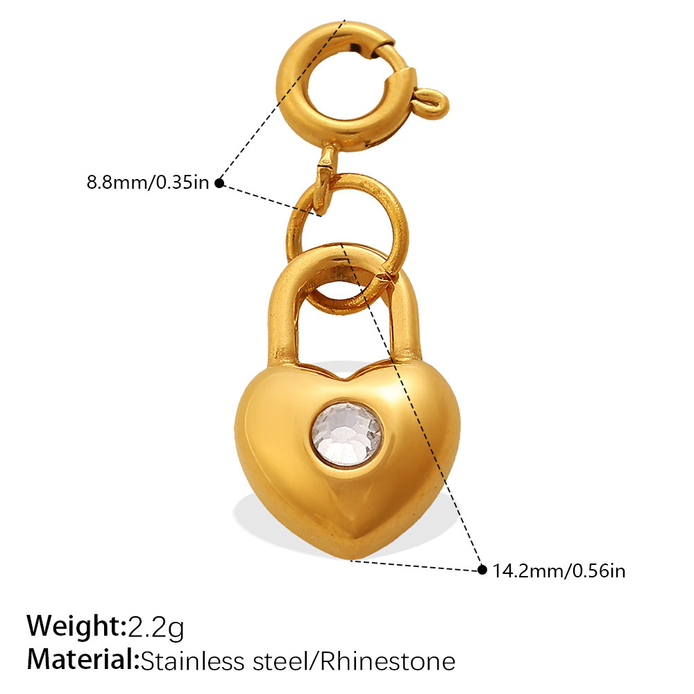 Herzförmiger, Wasserdichter Edelstahl-Anhänger In Goldfarbe Mit Strasssteinen Für Damen h5Bild2