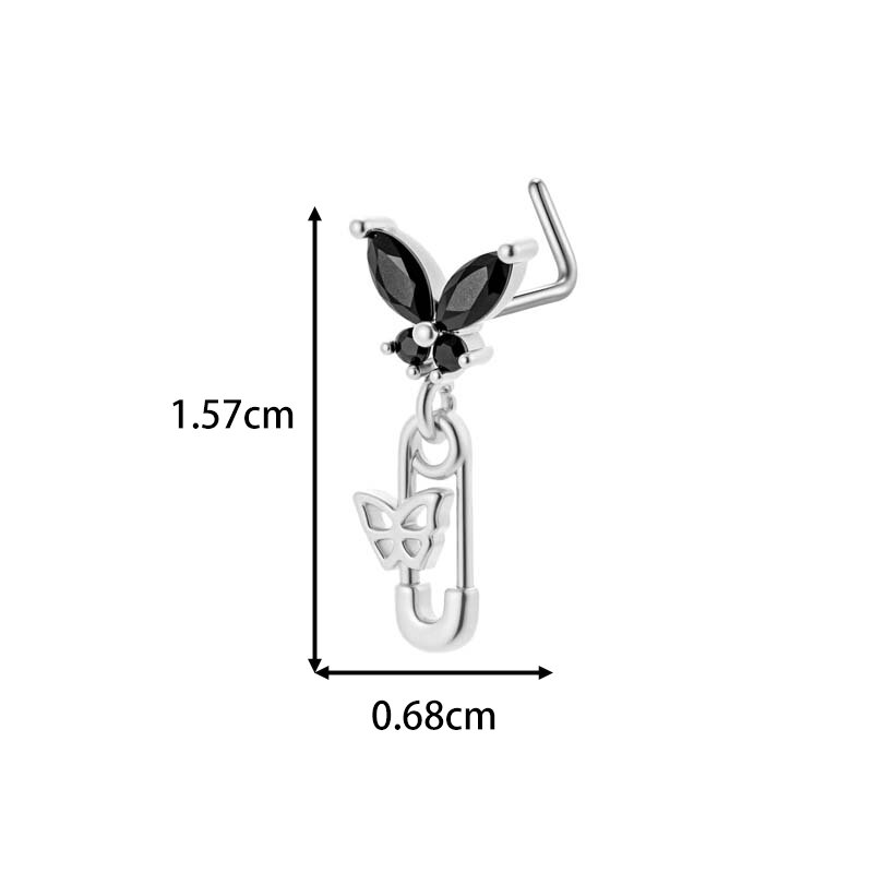 Einfacher Nasenstecker für Damen in Herz-, Schlangen- und Schmetterlingsform, kupfer- und goldfarben mit Zirkonia. Bild2