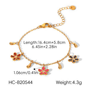 Tägliche Blumen-Anhänger-Halskette aus Edelstahl, wasserdicht, goldfarben, mit Zirkonia h5 Bild2