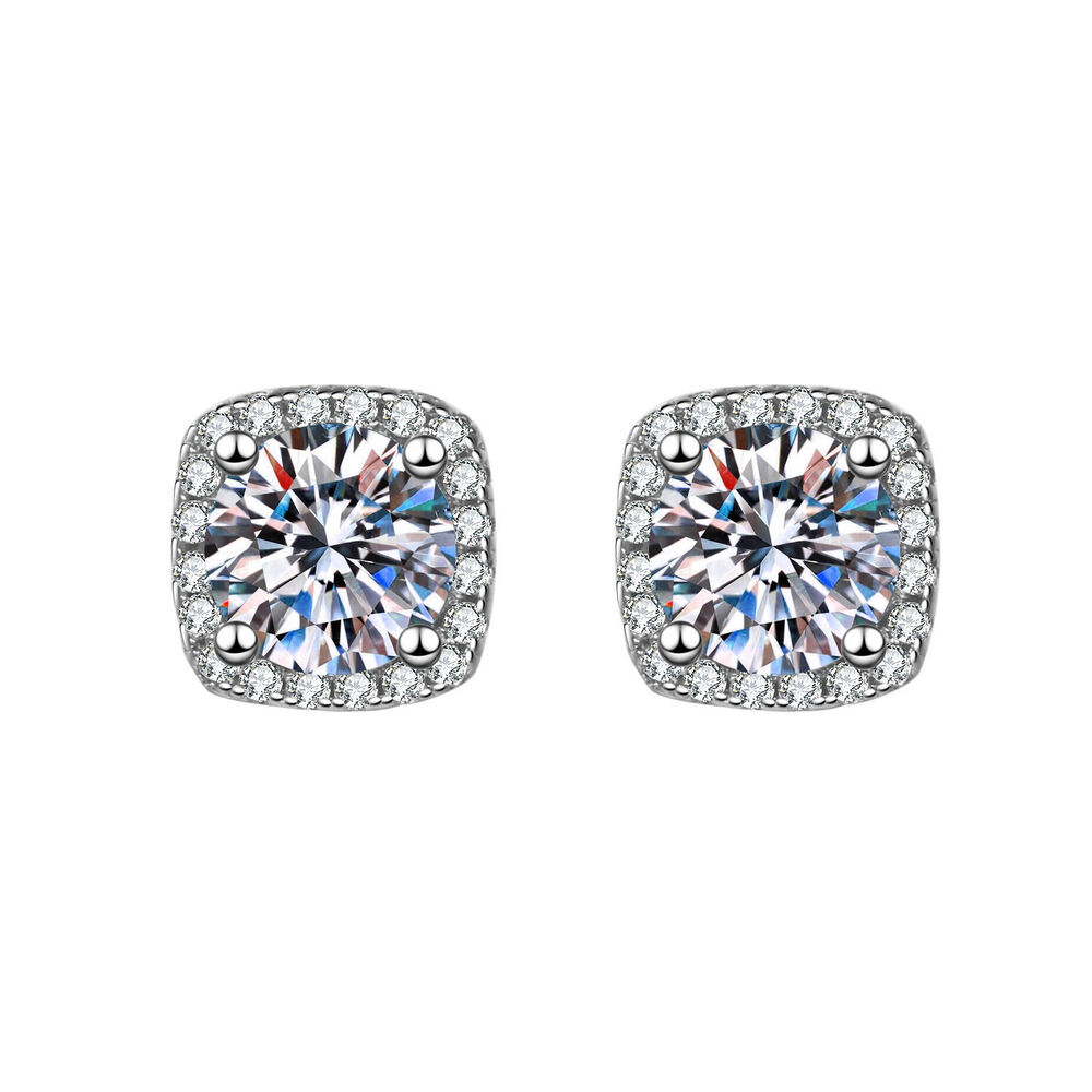 Luxurious Series Classic Rectangle S925 Silver Color Moissanite Women's Moissanite Earrings h5Picture3