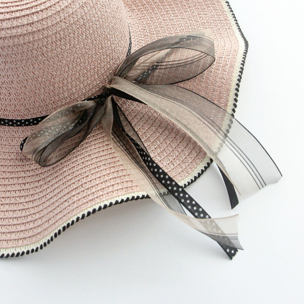 Simple Series Vacation Bow Knot Polka Dots Raffia Women's Straw Hats h5Picture4