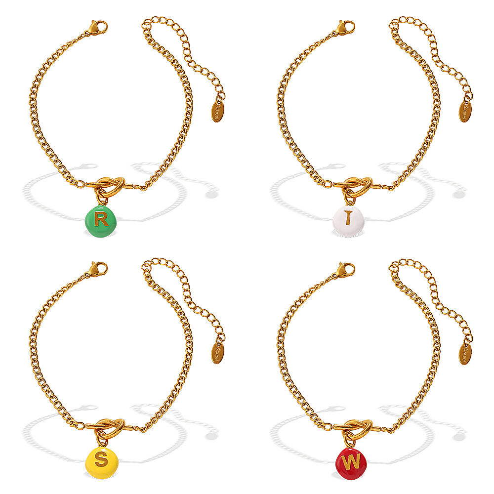 Simple Series Daily Letter Stainless Steel Waterproof Gold Color Women's Charm Bracelets h5Picture5