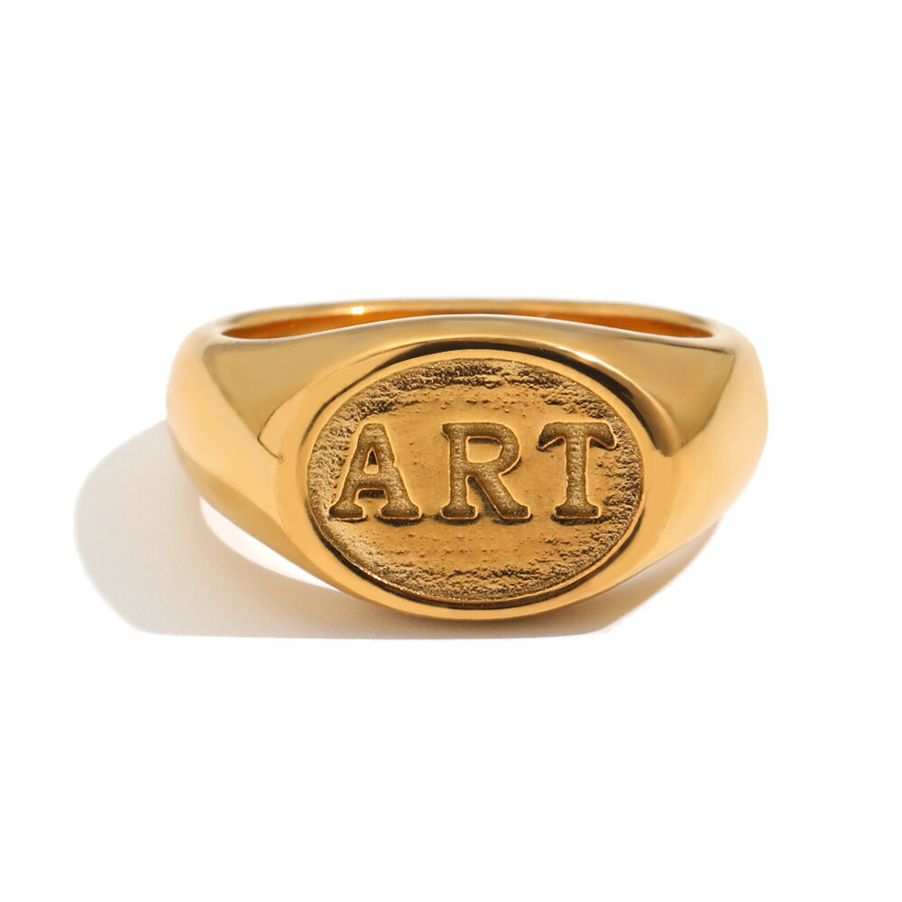 Simple Series Daily Letter Stainless Steel Waterproof Signet Rings 