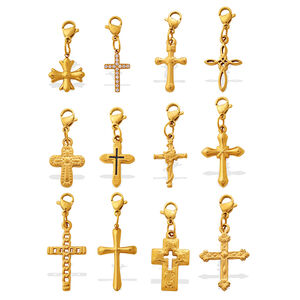 Daily Cross Stainless Steel Waterproof Gold Color Rhinestone Pendants h5 Picture4