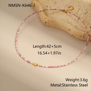 Simple Series Daily Chain Stainless Steel Waterproof Gold Color Women's Beaded Necklaces h5