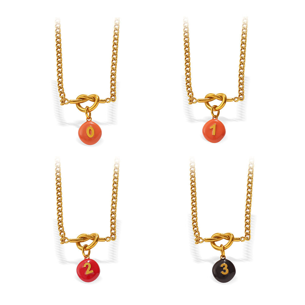 Simple Number Stainless Steel Waterproof Gold Color Women's Pendant Necklaces Picture4