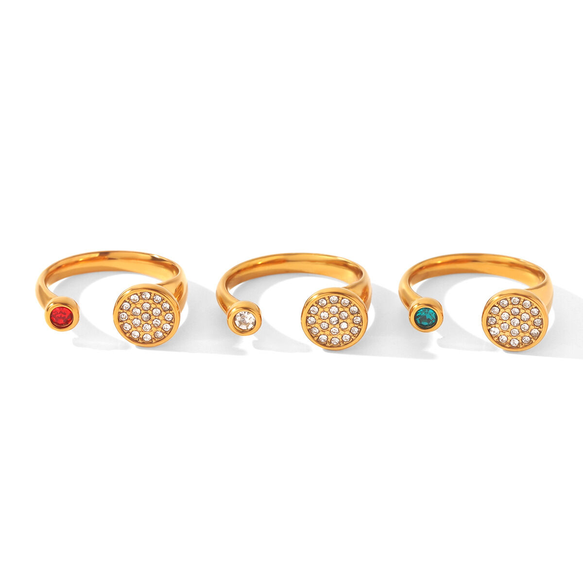 Simple  Daily Circle Lines Stainless Steel Waterproof   Gold Color  Zircon Women's Gemstone Rings Picture6