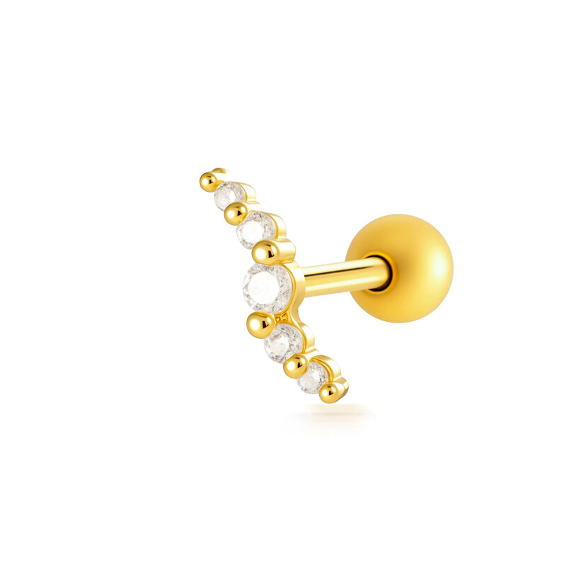 Orecchini da piercing da donna semplici a forma di fiore e cuore, color rame e oro, con zirconi.