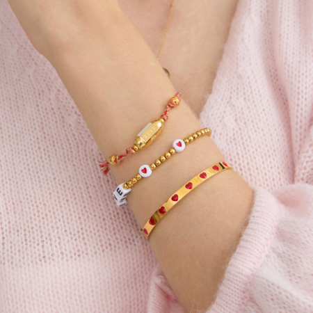 Sweet Heart Stainless Steel Waterproof Gold Color Women's Cuff Bracelets