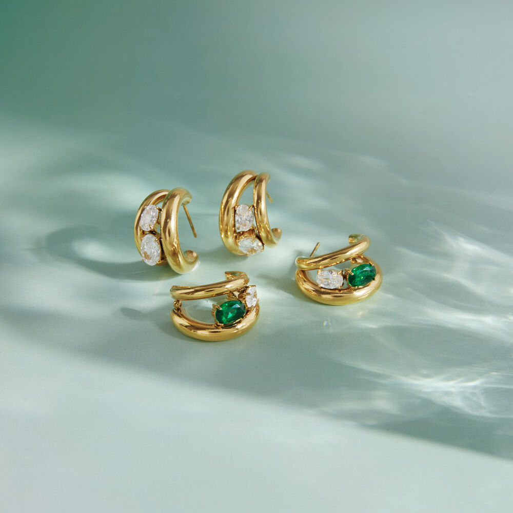 Simple Circle Stainless Steel Waterproof Gold Color Zircon Women's Stud Earrings Picture2