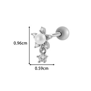 Simple Flower Star Butterfly Copper Gold Color Zircon Women's Piercing Earrings h5 Picture2