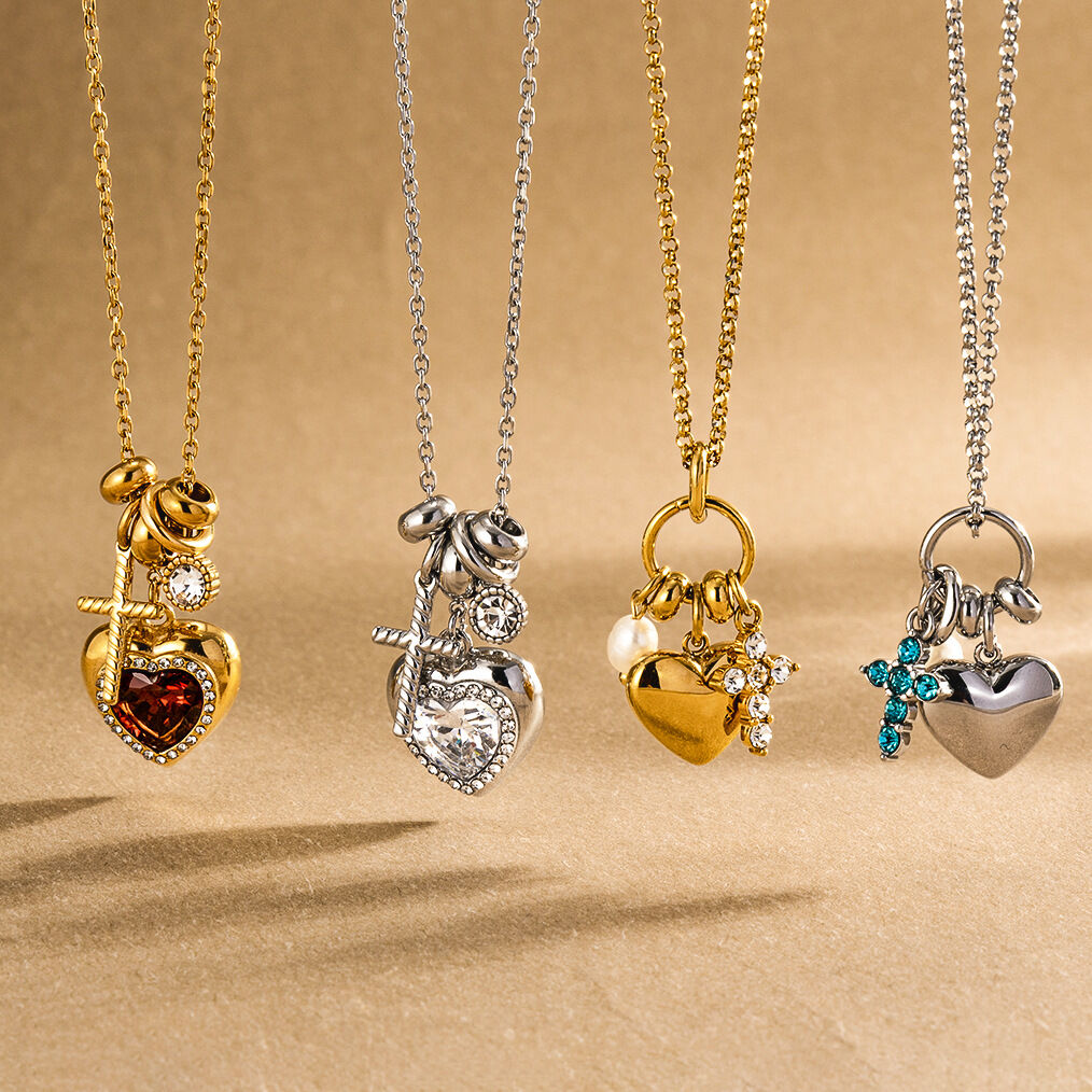 Colliers pendentifs pour femmes en forme de cœur, en acier inoxydable étanche, couleur or et zircon.
