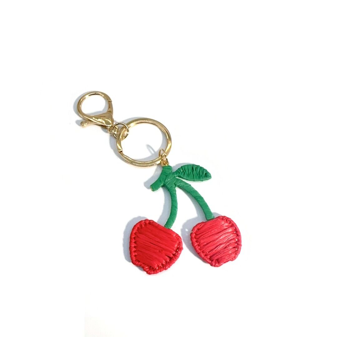 Simple Series Cute Cherry Raffia Keychain Bag Charms 2