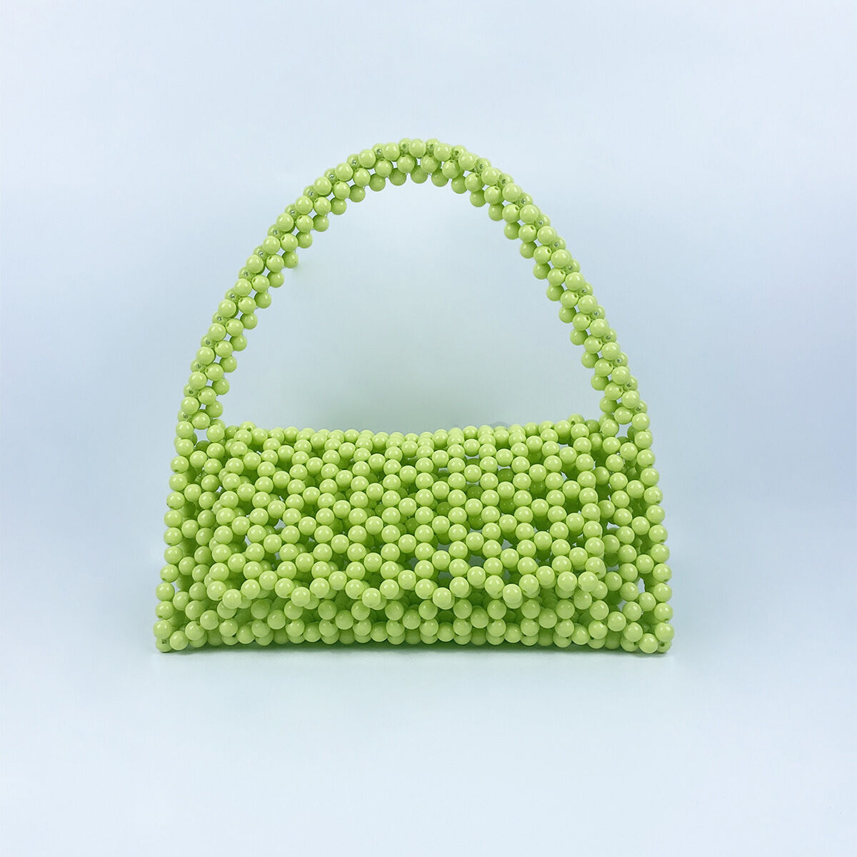 Y2k Style Pearl Embellishment Woven Solid Color Beads Hollowed-Out Acrylic Women's Trapezoid Bag Picture3