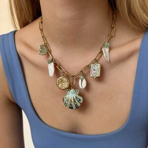 Romantic Vacation Oceanic Style Shell Stainless Steel Waterproof Gold Color Women's Pendant Necklaces h5 Picture2