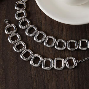 Simple Series Punk Circle Stainless Steel Waterproof Women's Necklaces Sets h5 Picture2