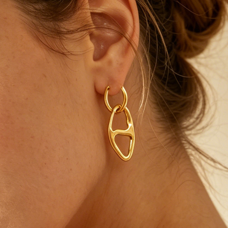 Simple Daily Animal Stainless Steel Waterproof   Gold Color  Women's Hoop Earrings
