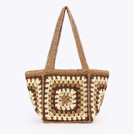 Casual Style Woven Mixed Color Woven Geometric Shape Straw Women's Square Bag