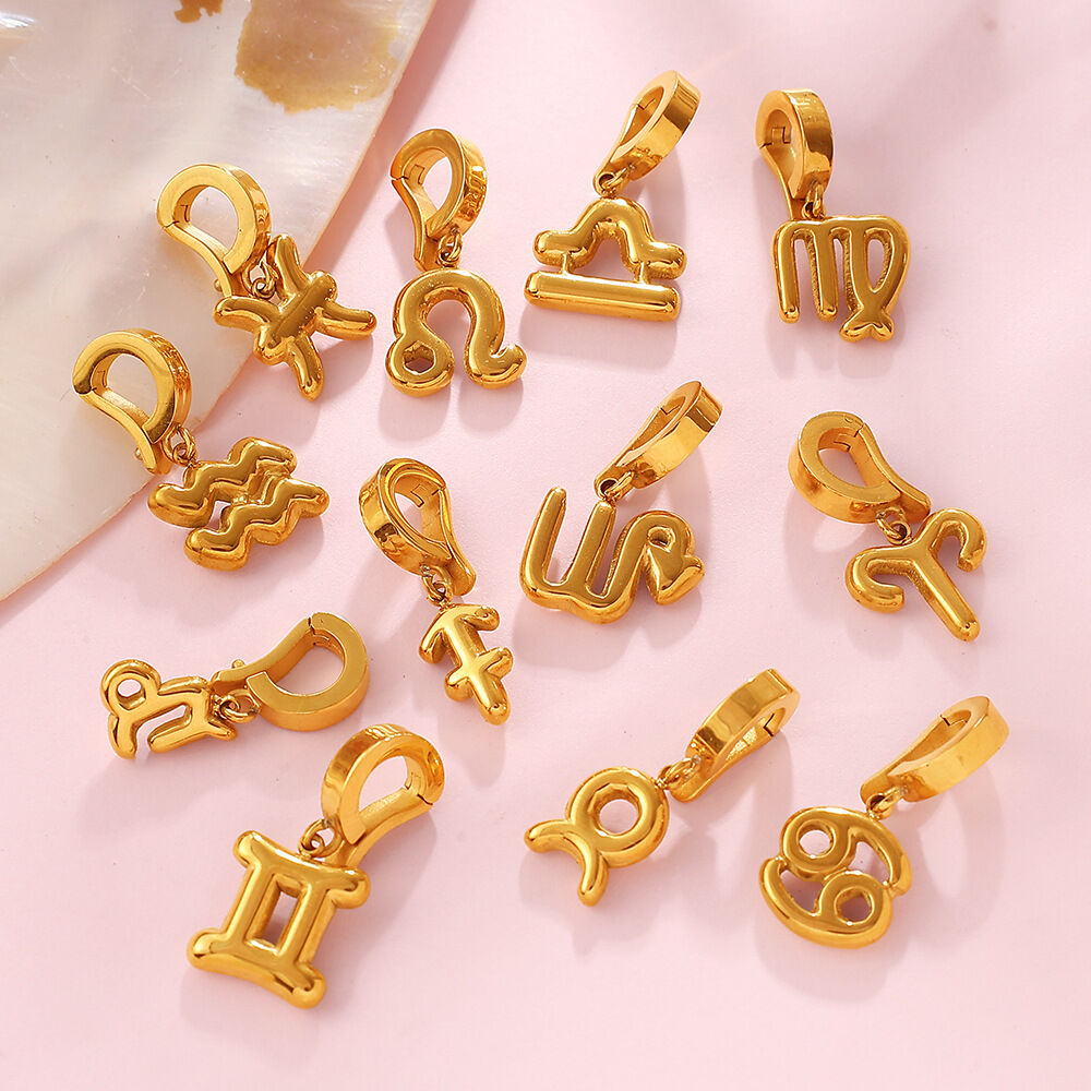Simple DIY Zodiac Symbols Stainless Steel Waterproof Gold Color Women's Pendants h5Picture3
