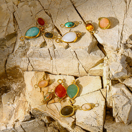 Classic Natural Droplet Ellipse Shape Natural Stones Gold Color Natural Stone Women's Pendants 2