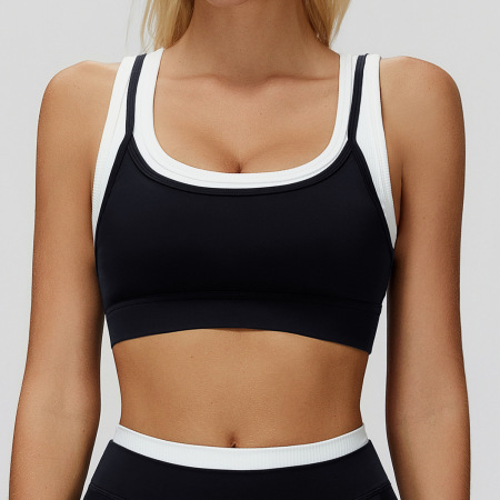 High End Comfortable Nude Feeling Color Blocking Sports Bra