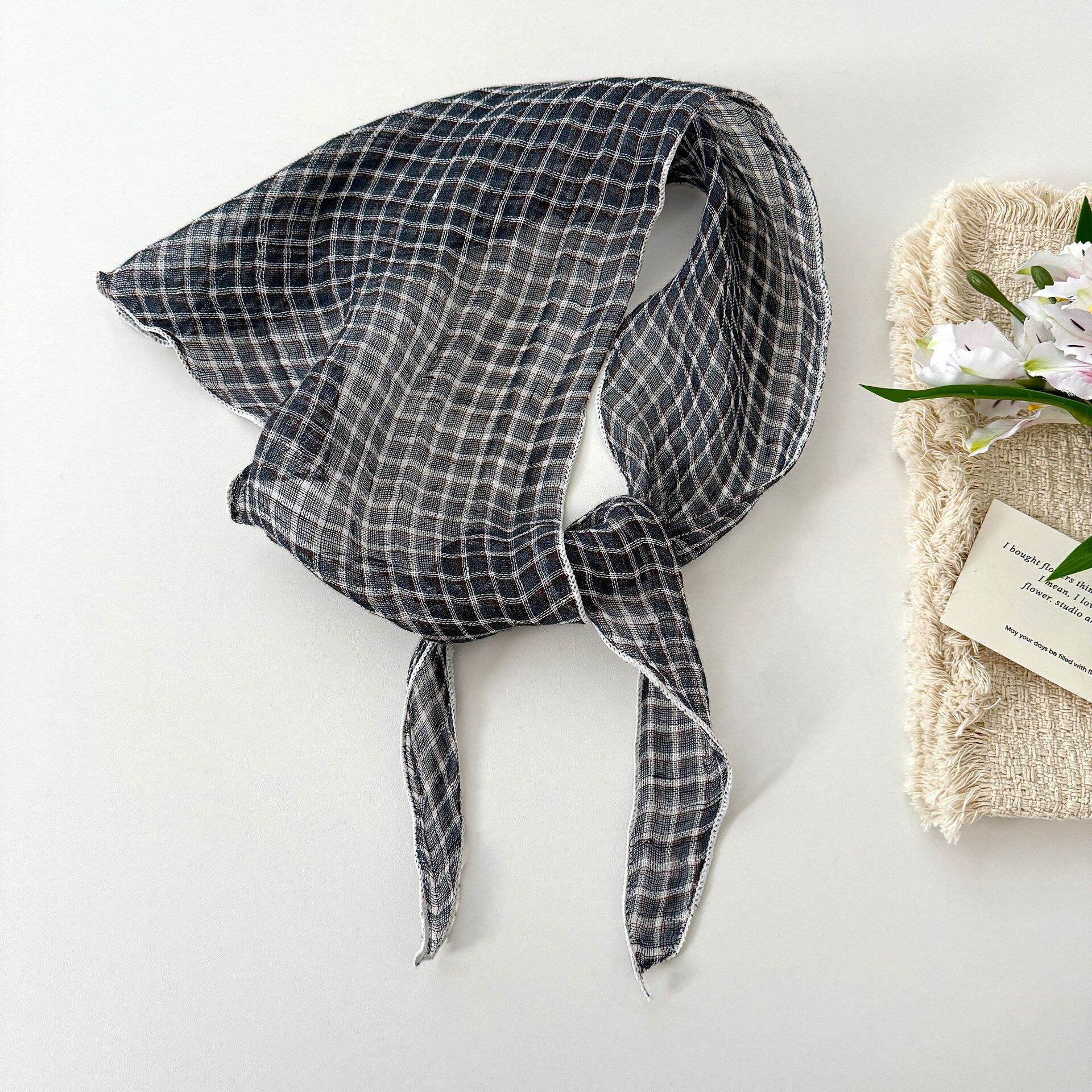 Simple Series Casual Plaid Linen Women's Summer Scarves h5 