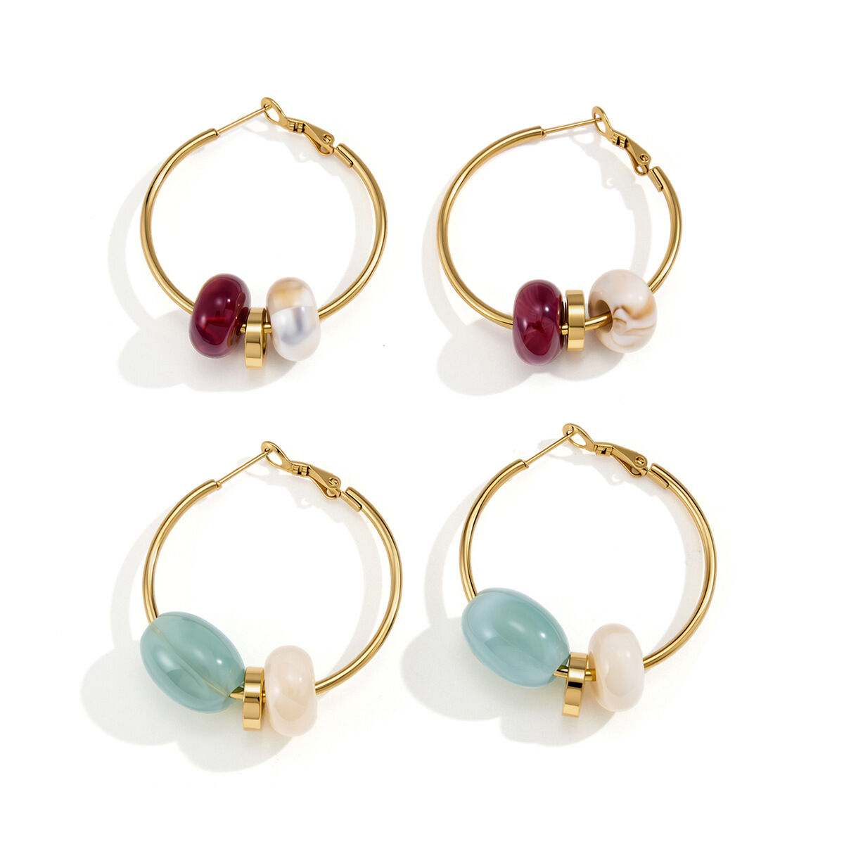 Simple Circle Stainless Steel Waterproof Gold Color Women's Hoop Earrings Picture4
