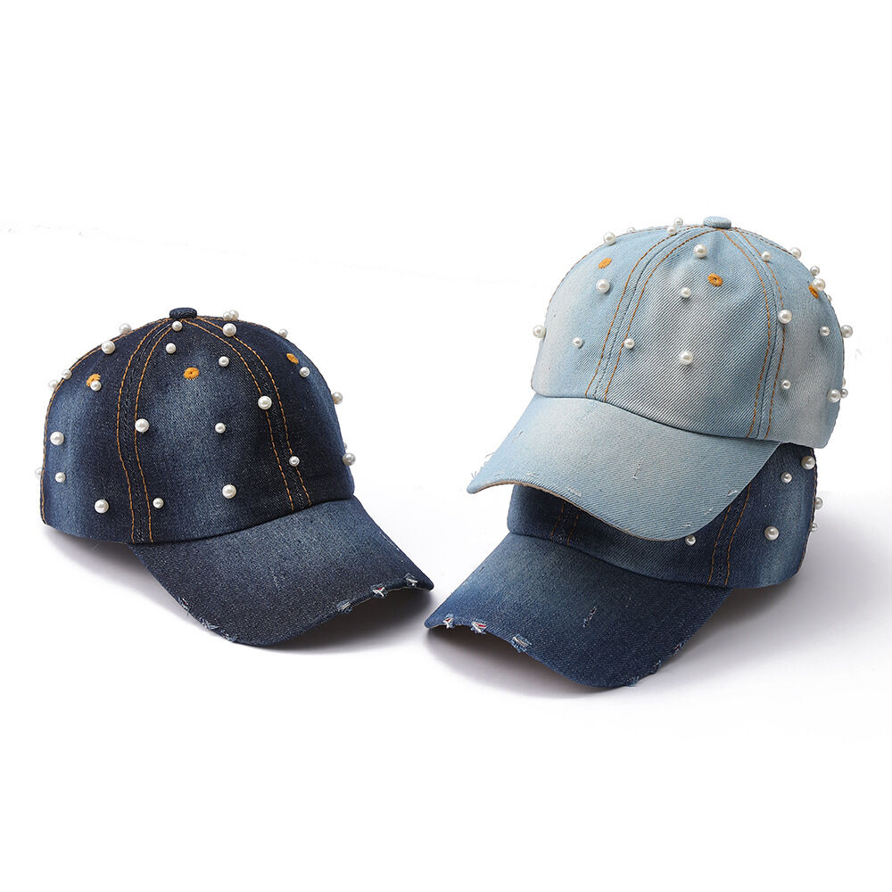 Simple Series Retro Solid Color Beads Artificial Pearl Baseball Cap h5 Picture2