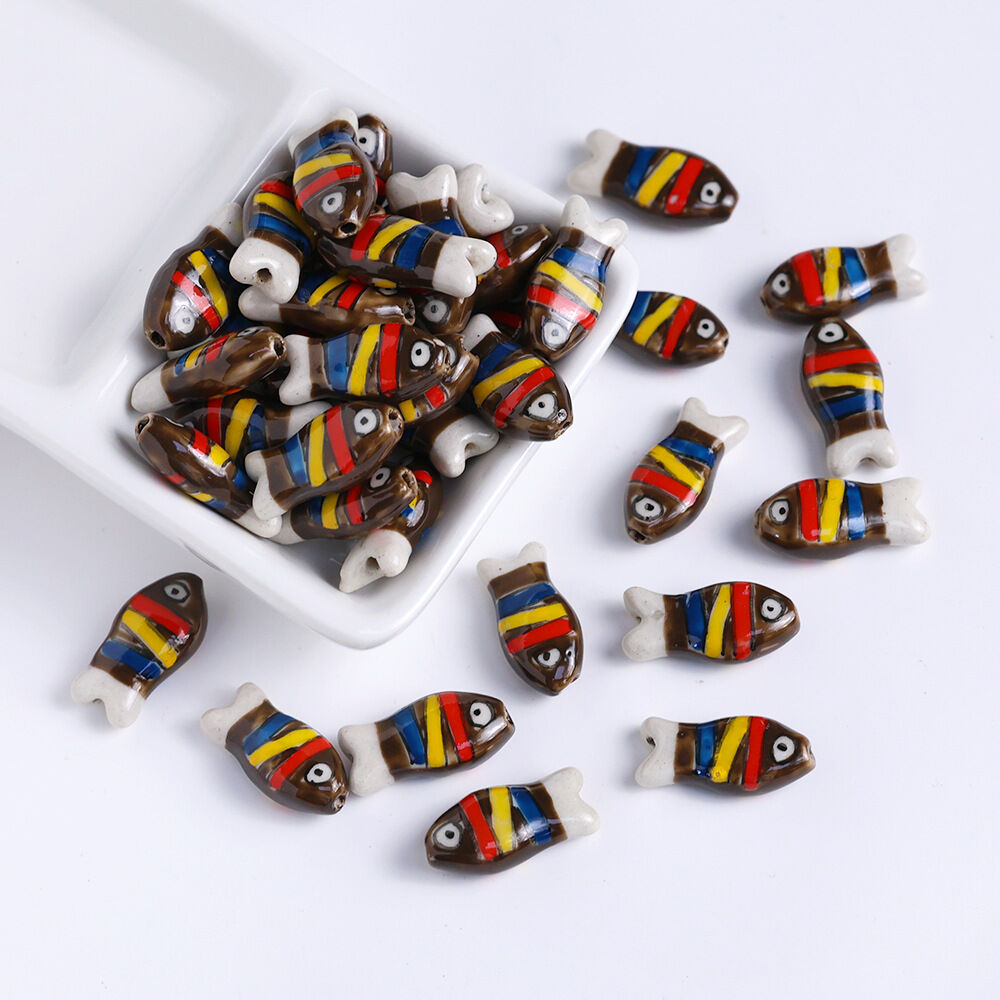 1 Piece Cute Fish Ceramics Jewelry Beads