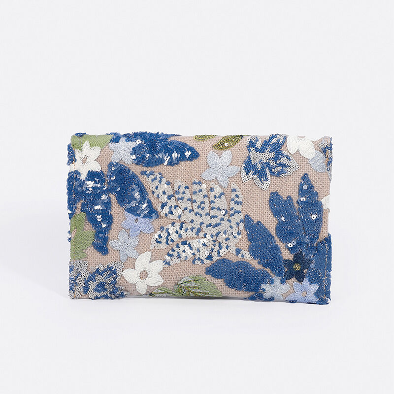 Evening Style Embroidered Sequin Beading Flower Beads Leaf Linen Women's Square Bag 2