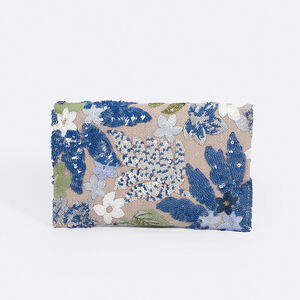 Evening Style Embroidered Sequin Beading Flower Beads Leaf Linen Women's Square Bag h5 Picture2