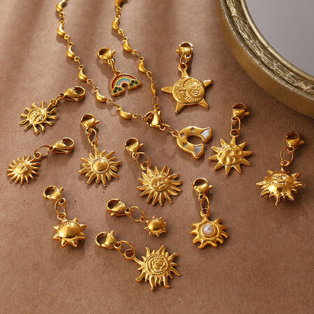 Simple Series DIY Sun Stainless Steel Waterproof Gold Color Women's Pendants