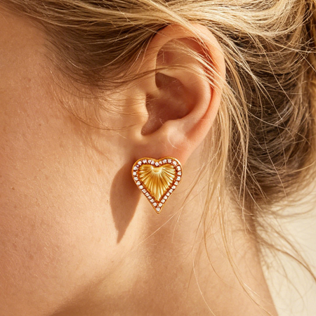 Simple Series Daily Heart Stainless Steel Waterproof   Gold Color  Unisex Stud Earrings