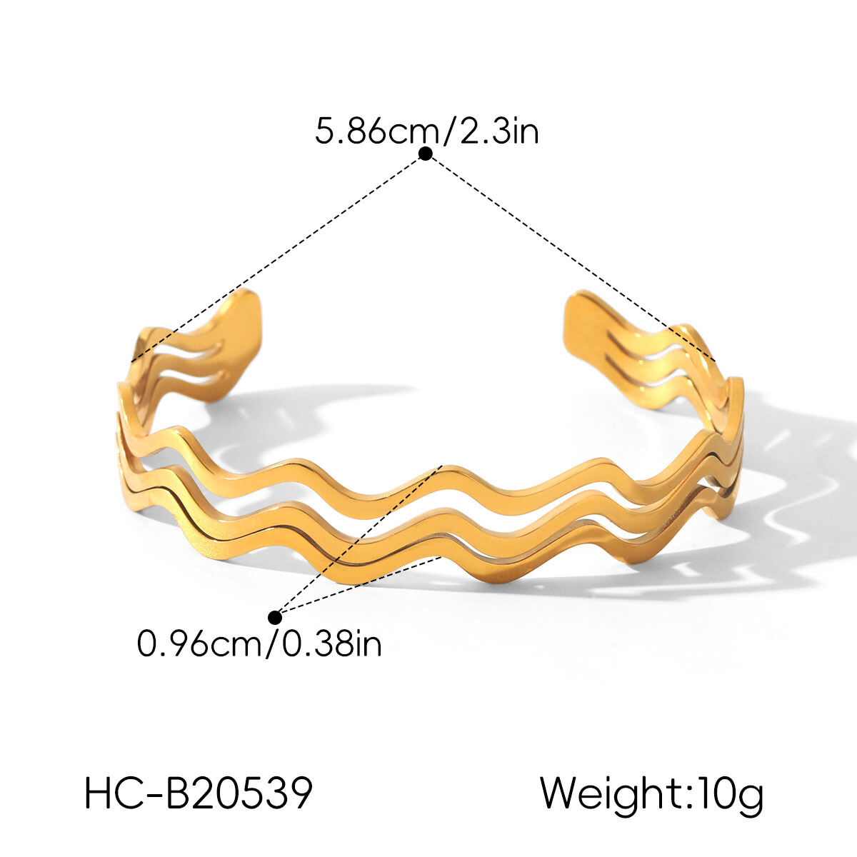 Simple Series Daily Lines Stainless Steel Waterproof   Gold Color  Women's Cuff Bracelets h5 Picture2